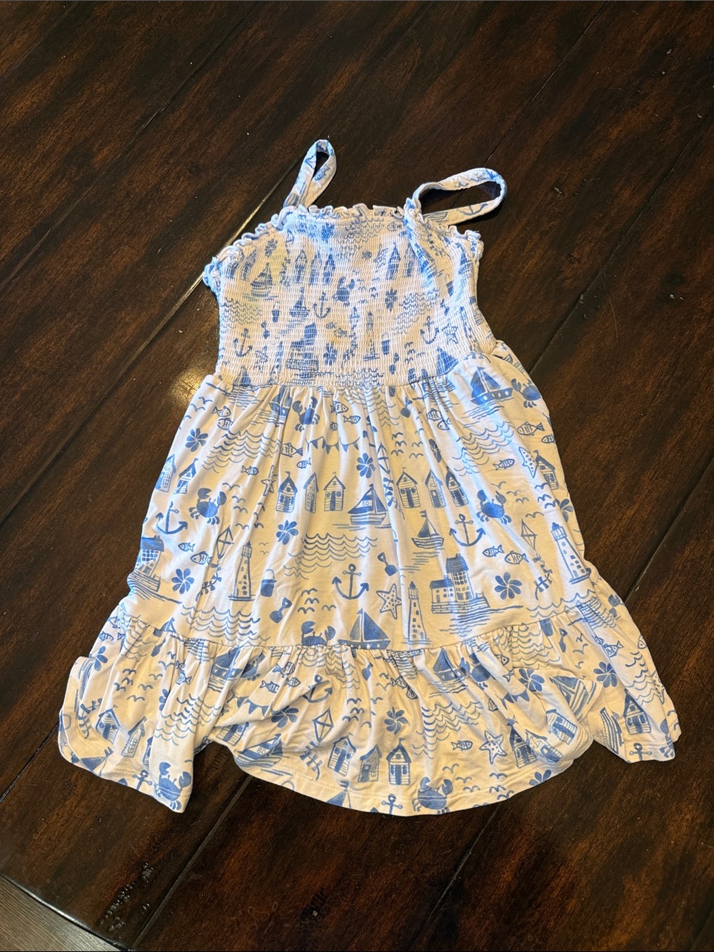 Little Sleepies White Sundress with Blue Nautical Prints